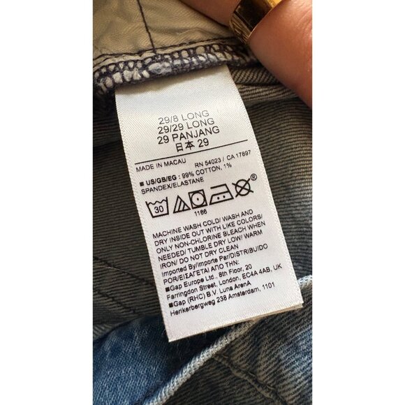 GAP Cheeky Straight High Rise Jeans Medium Wash Vintage Destructed Size 8 Long - Picture 6 of 11